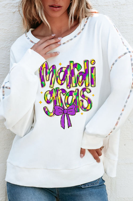 MARDI GRAS Round Neck Long Sleeve Sweatshirt